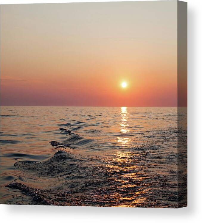 Sunset Canvas Print featuring the photograph Sunset on Lake Michigan by Melanie Alexandra Price