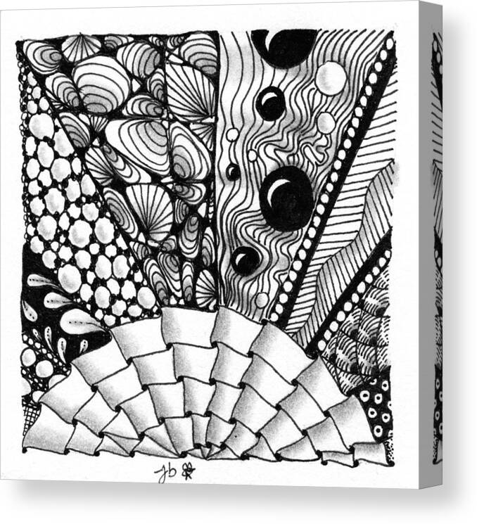 Zentangle Canvas Print featuring the drawing Sunsplosion by Jan Steinle