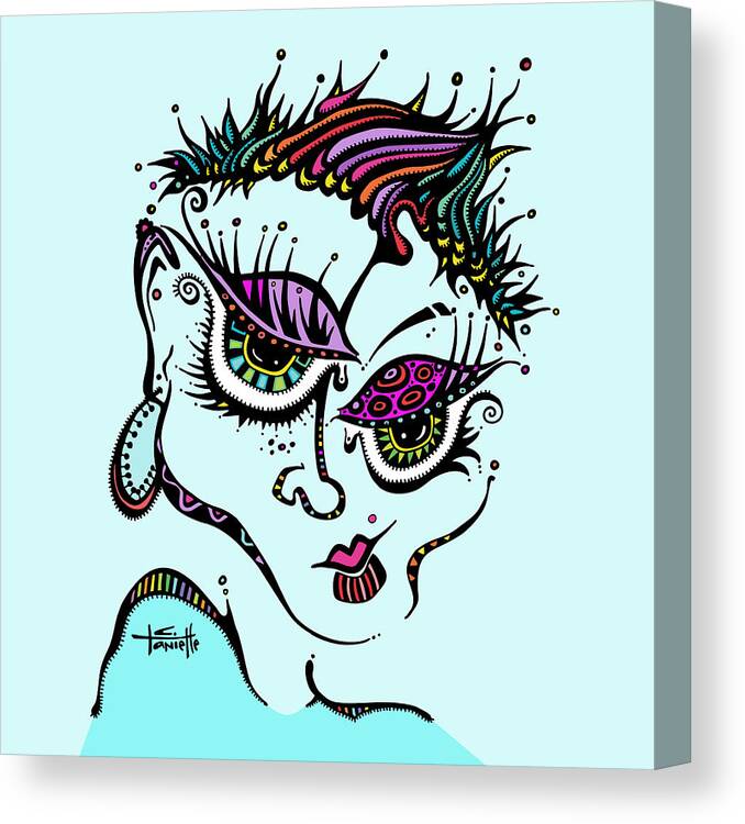 Color Added To Black And White Drawing Of Woman Canvas Print featuring the digital art Superfly by Tanielle Childers