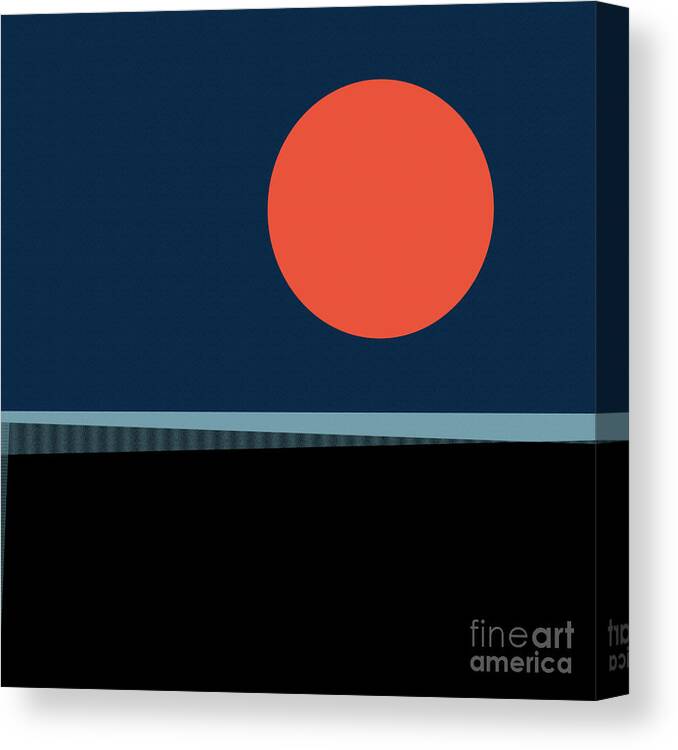 Abstract Canvas Print featuring the digital art Supermoon over the Sea by Klara Acel