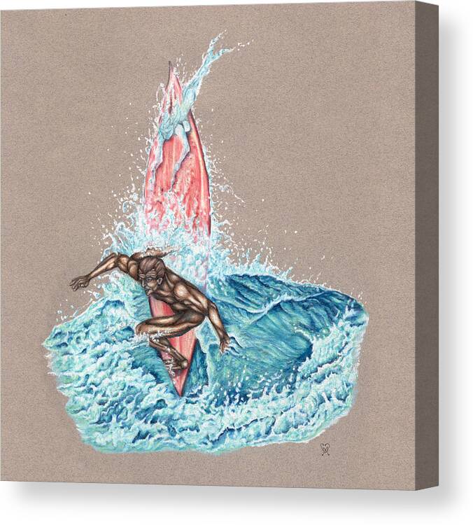 Drawing Canvas Print featuring the drawing Surfer's Lover by Karen Musick