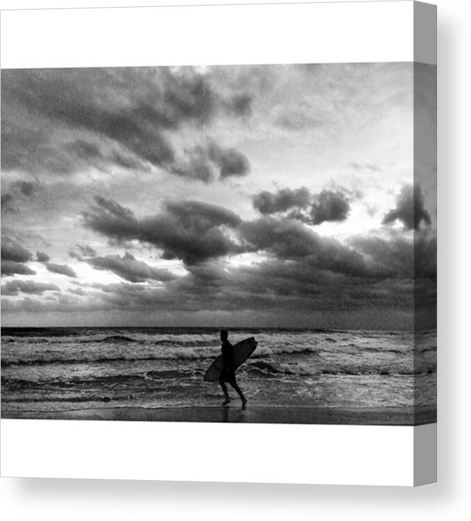 Surf Canvas Print featuring the photograph #surfsup #surf #a1a #broward #bnw_life by Erin Ryan