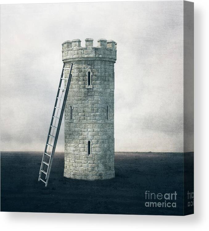 Castle Canvas Print featuring the digital art Surreal Landscape - Castle Tower by Edward Fielding