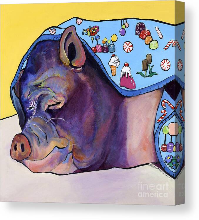 Farm Animal Canvas Print featuring the painting Sweet Dreams by Pat Saunders-White