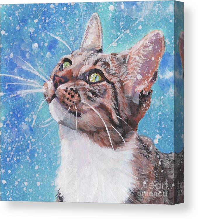 Tabby Cat Canvas Print featuring the painting Tabby Cat in the Winter by Lee Ann Shepard