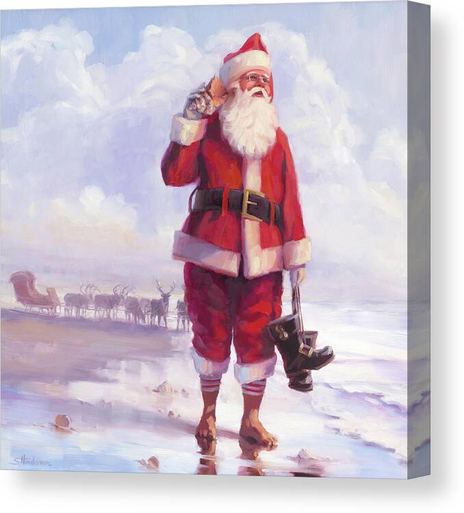 Christmas Canvas Print featuring the painting Taking a Break by Steve Henderson
