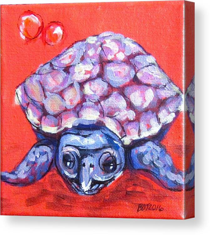 Turtle Canvas Print featuring the painting Talula Turtle by Barbara O'Toole
