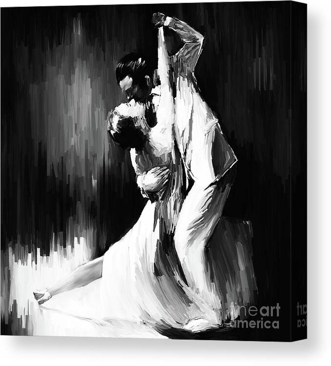 Ballerina Canvas Print featuring the painting Tango Couple Dance 04 by Gull G