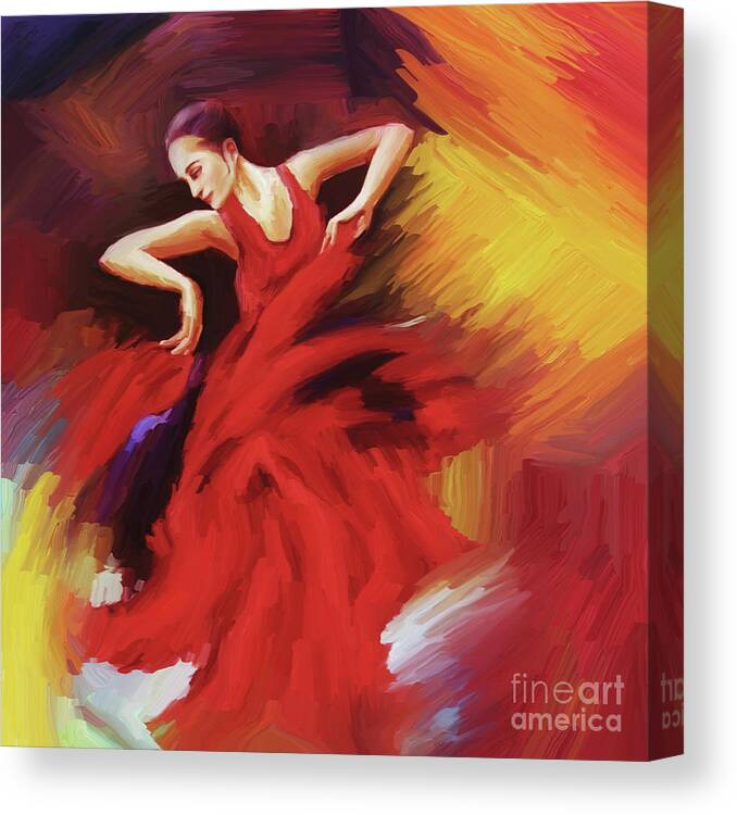 Dance Canvas Print featuring the painting Tango Dancer 02 by Gull G