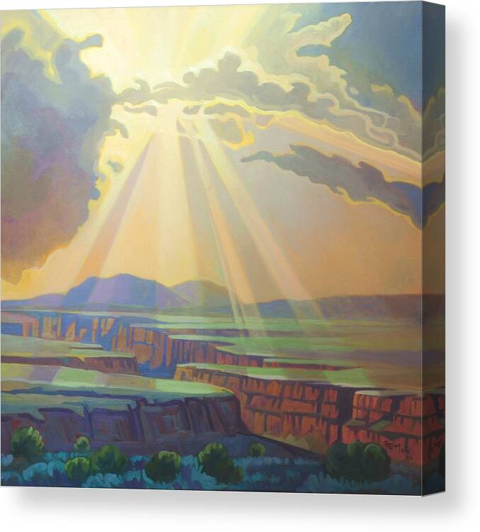 Taos Canvas Print featuring the painting Taos Gorge God Rays by Art West