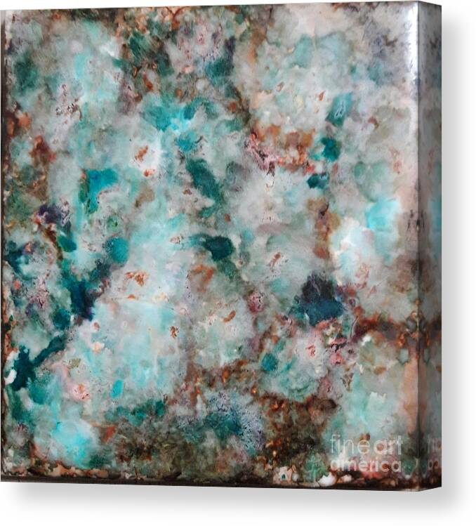Alcohol Canvas Print featuring the painting Teal Chips by Terri Mills