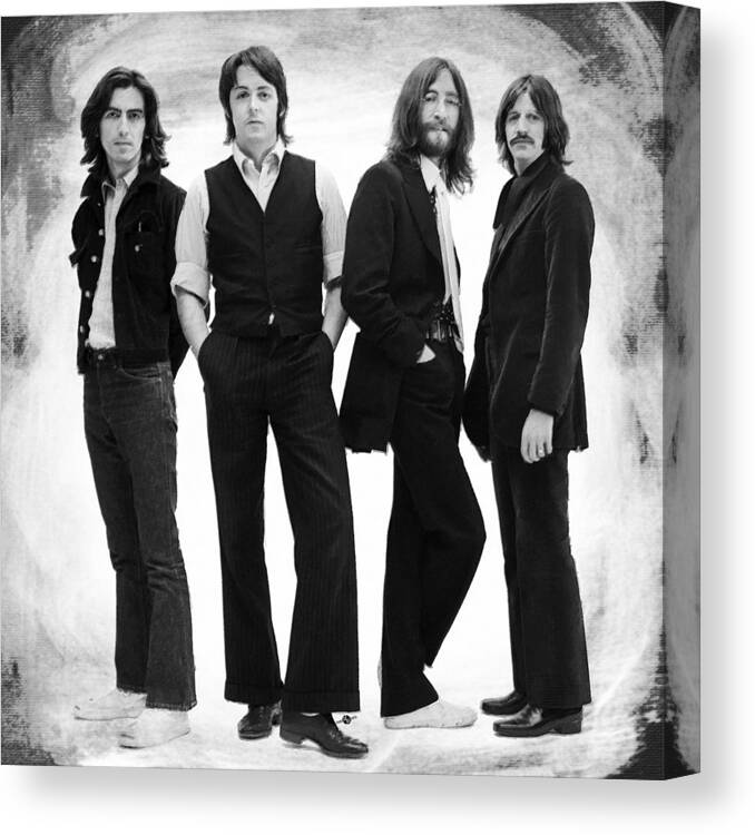 The Beatles Painting Late 1960s Early 1970s Black And White Canvas