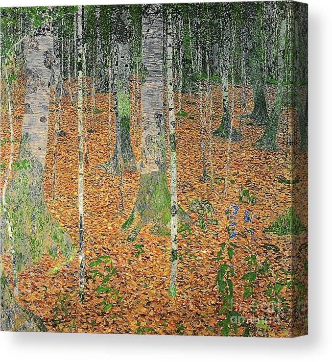 The Canvas Print featuring the painting The Birch Wood by Gustav Klimt