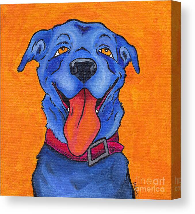 Dog Canvas Print featuring the painting The Blue Dog of Sandestin by Robin Wiesneth
