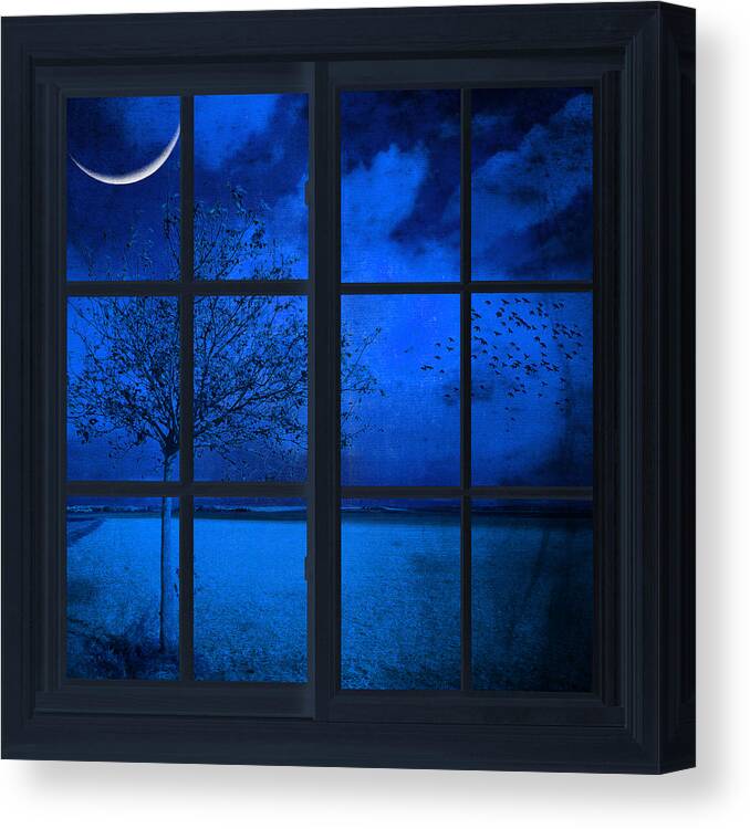 Window Canvas Print featuring the photograph The Blue Window by Philippe Sainte-Laudy