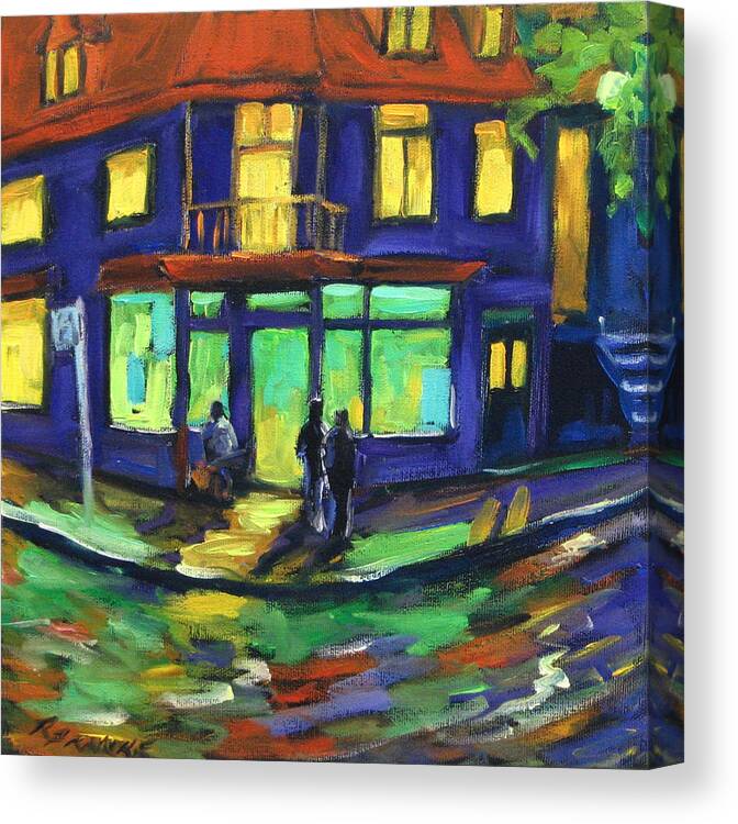 Town Canvas Print featuring the painting The Corner Store by Richard T Pranke