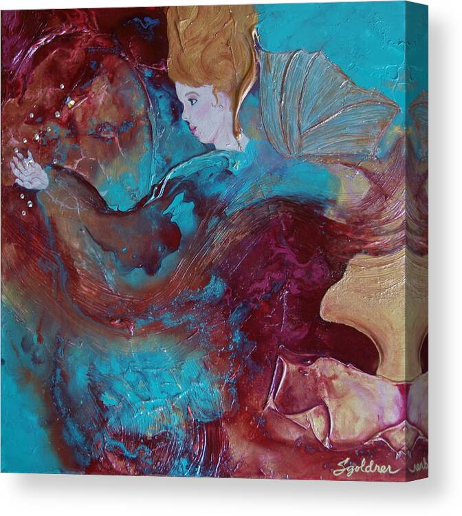 Turquoise Painting Canvas Print featuring the mixed media The Crystal Catcher by Sandra Presley