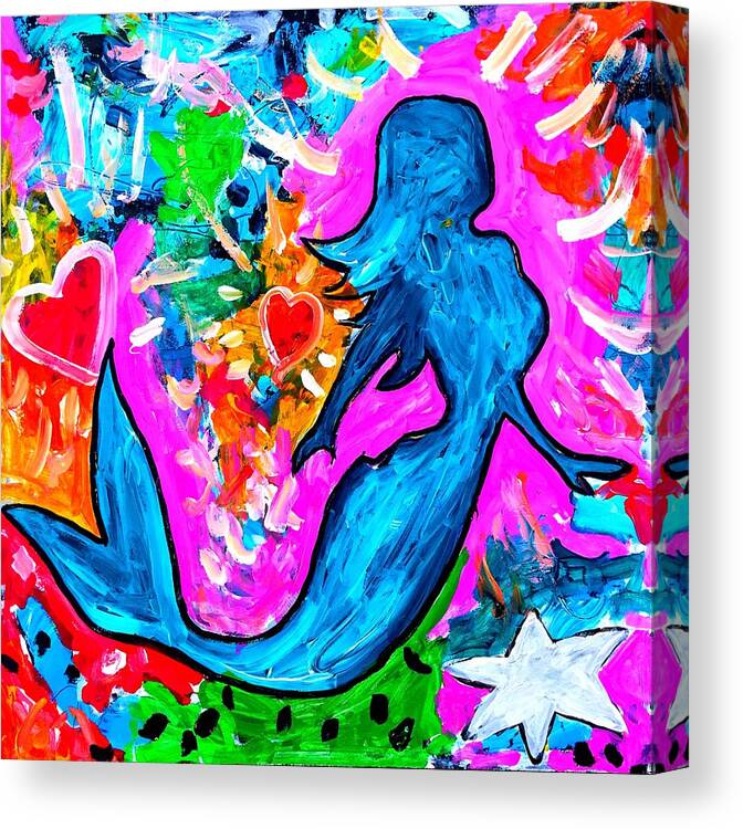 Mermaid Canvas Print featuring the painting The dancing mermaid by Neal Barbosa