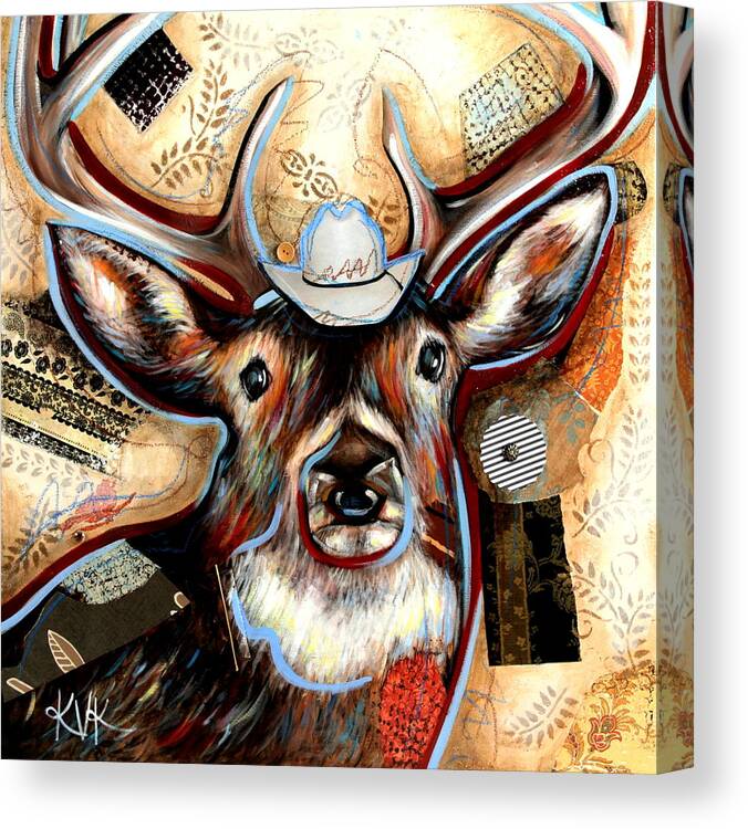 Country Critters Canvas Print featuring the mixed media The Deer by Katia Von Kral