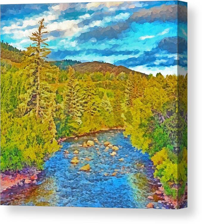Colorado Canvas Print featuring the digital art The Eagle River in Early Fall by Digital Photographic Arts