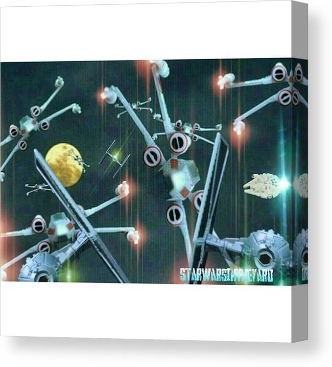  Canvas Print featuring the photograph The First Wave Of Red Five Engage The by Russell Hurst