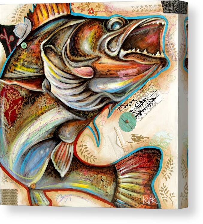 Fish Art Canvas Print featuring the mixed media The Fish by Katia Von Kral