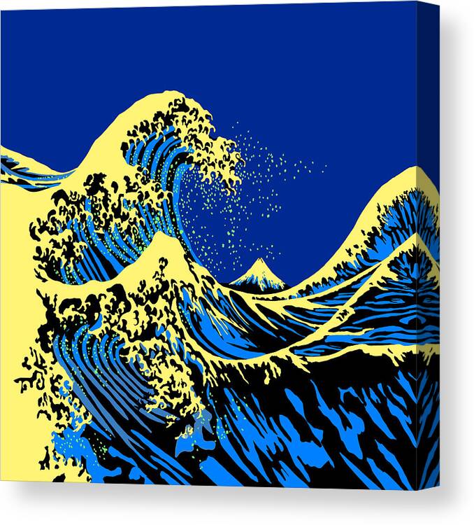 Wave Canvas Print featuring the digital art The Great Hokusai Wave Pop Style Decor by Garaga Designs