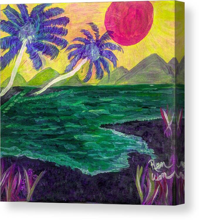 Abstract Canvas Print featuring the painting The Green Seas of Fantasy by Renee Michelle Wenker