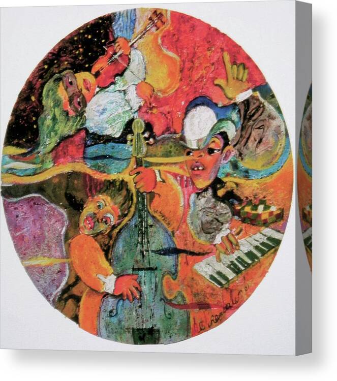 Jazz Canvas Print featuring the painting The Holland Jazz Trio by Lee Ransaw
