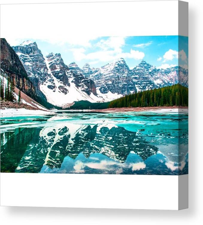 Hiking Canvas Print featuring the photograph The Huge Glaciers Reflecting In Lake by Scotty Brown