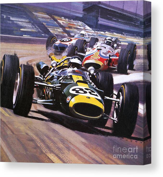 Indy 500 Canvas Print featuring the painting The Indianapolis 500 by Wilf Hardy