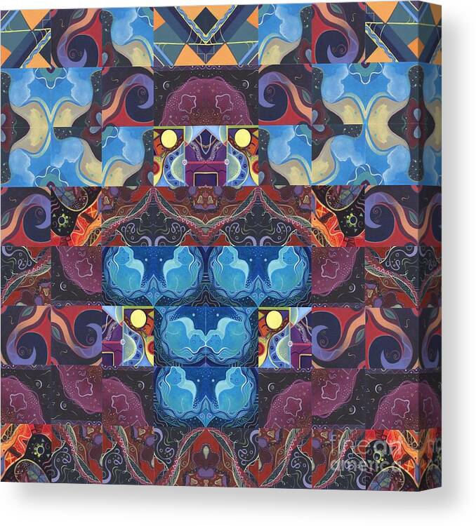 Abstract Canvas Print featuring the digital art The Joy of Design Mandala Series Puzzle 6 Arrangement 3 by Helena Tiainen