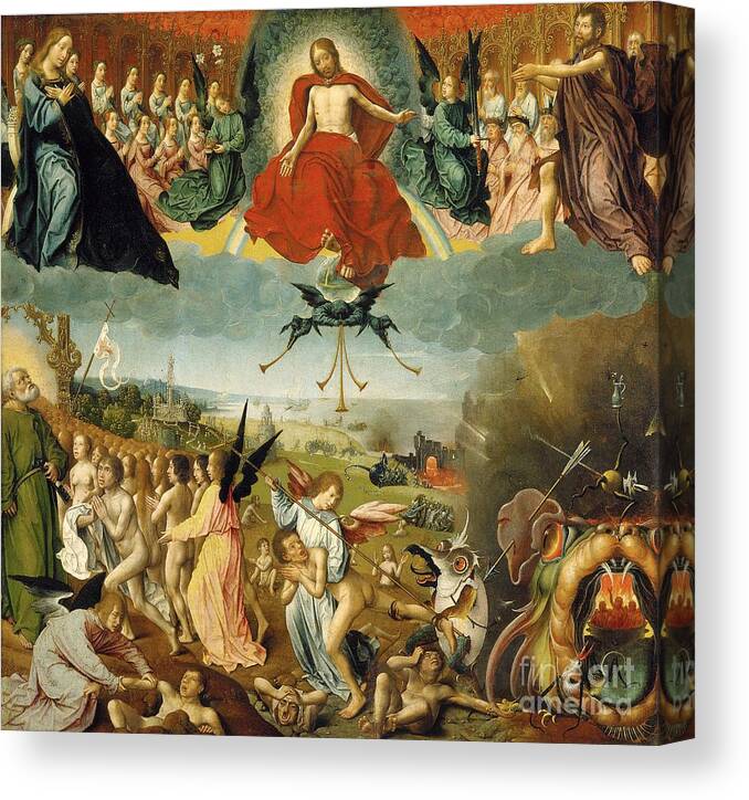 The Canvas Print featuring the painting The Last Judgement by Jan II Provost