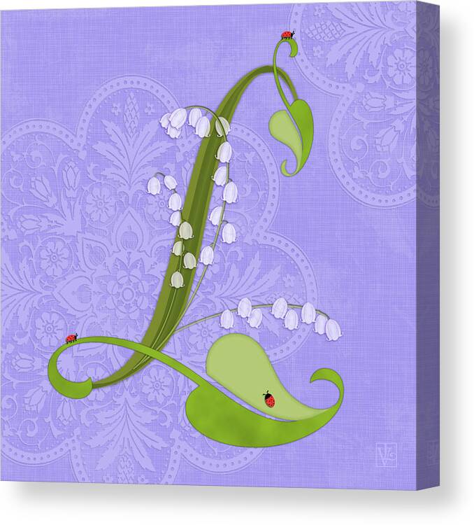 Letter Canvas Print featuring the digital art The Letter L for Lily of the Valley by Valerie Drake Lesiak