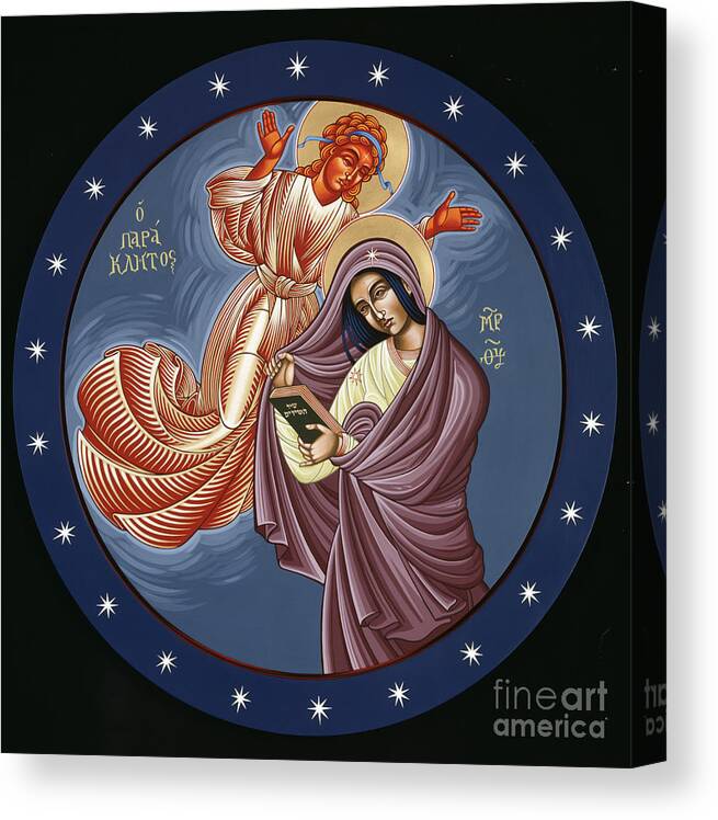 The Mother Of God Overshadowed By The Holy Spirit Canvas Print featuring the painting The Mother of God Overshadowed by the Holy Spirit 118 by William Hart McNichols