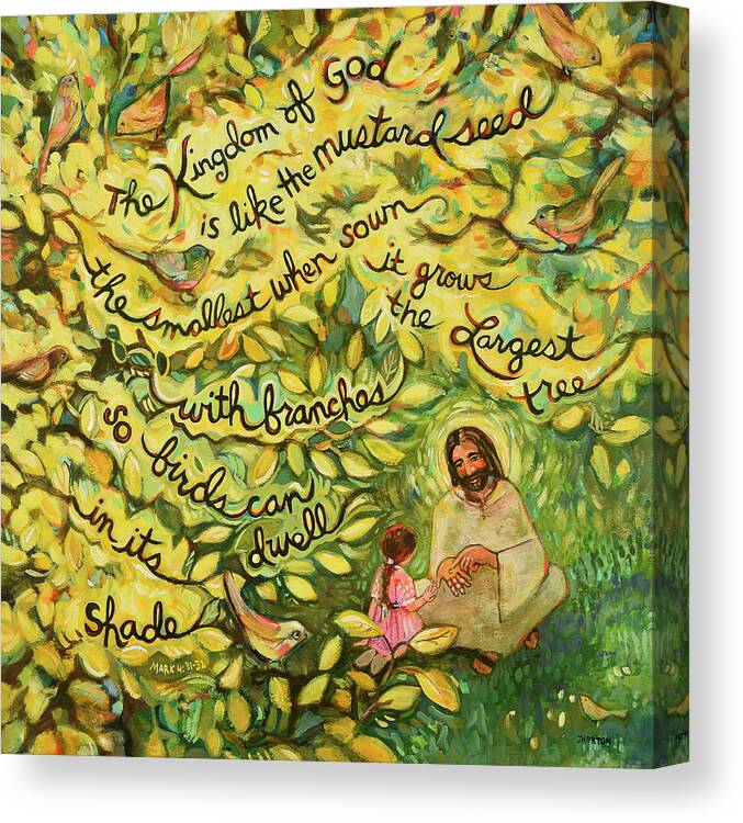 Jen Norton Canvas Print featuring the painting The Mustard Seed by Jen Norton