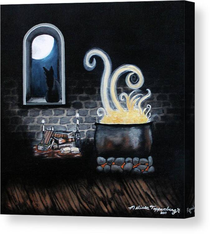 Halloween Canvas Print featuring the painting The Spell by Melissa Toppenberg