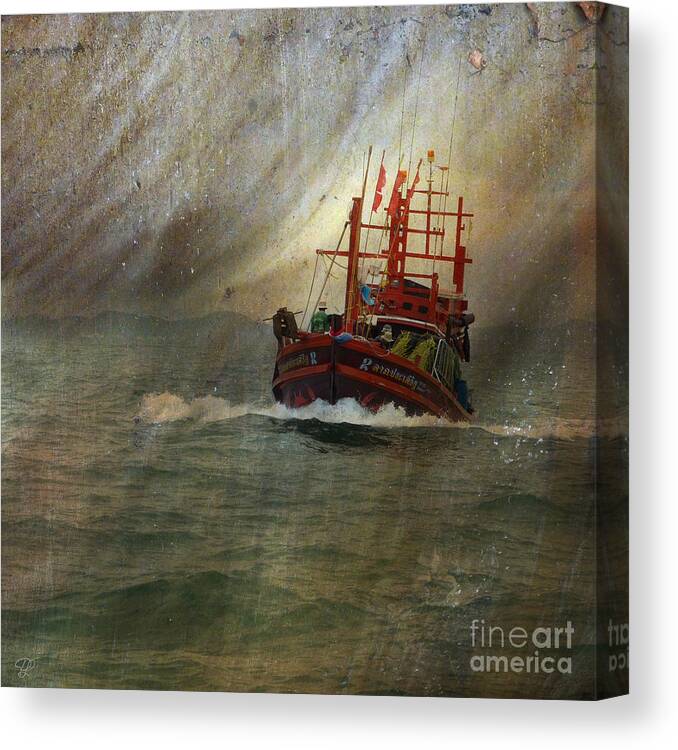 Red Fishing Boat Canvas Print featuring the photograph The Red Fishing Boat by LemonArt Photography