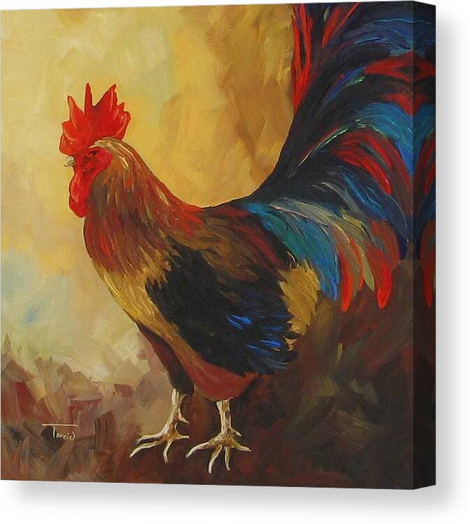 Rooster Canvas Print featuring the painting The Rooster II by Torrie Smiley