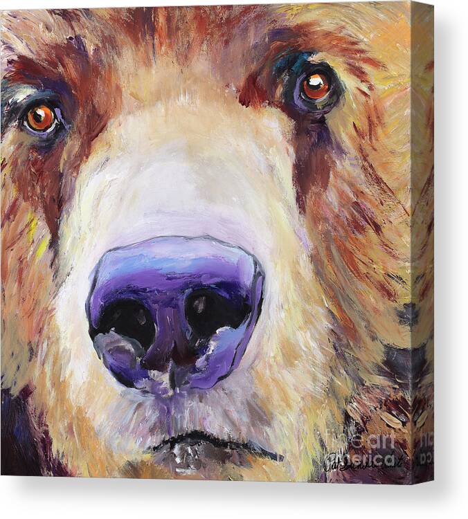 Grizzley Bear Canvas Print featuring the painting The Sniffer by Pat Saunders-White
