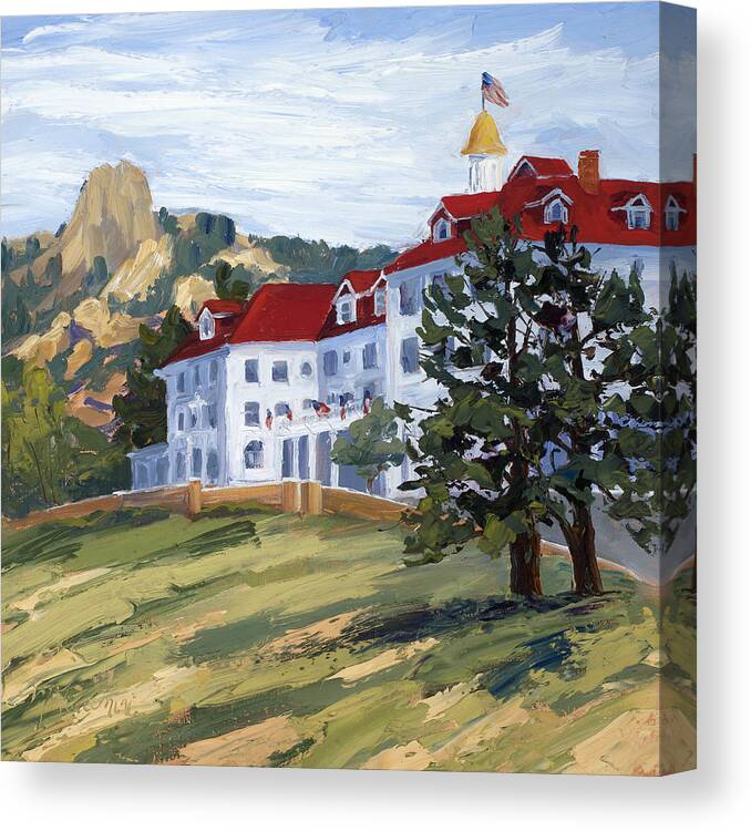 Estes Park Canvas Print featuring the painting The Stanley by Mary Giacomini