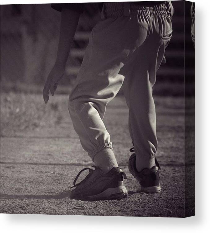 Baseball Canvas Print featuring the photograph The Steal #1 by Leah McPhail