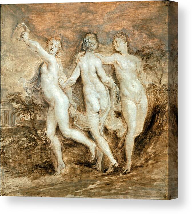 Peter Paul Rubens Canvas Print featuring the painting The Three Graces 3 by Peter Paul Rubens