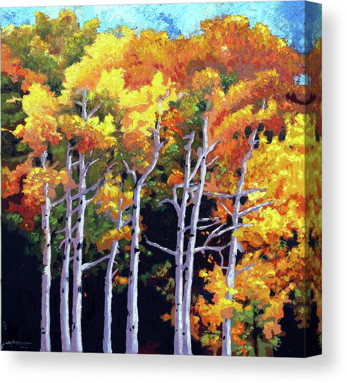 Aspens Canvas Print featuring the painting The Transition by John Lautermilch