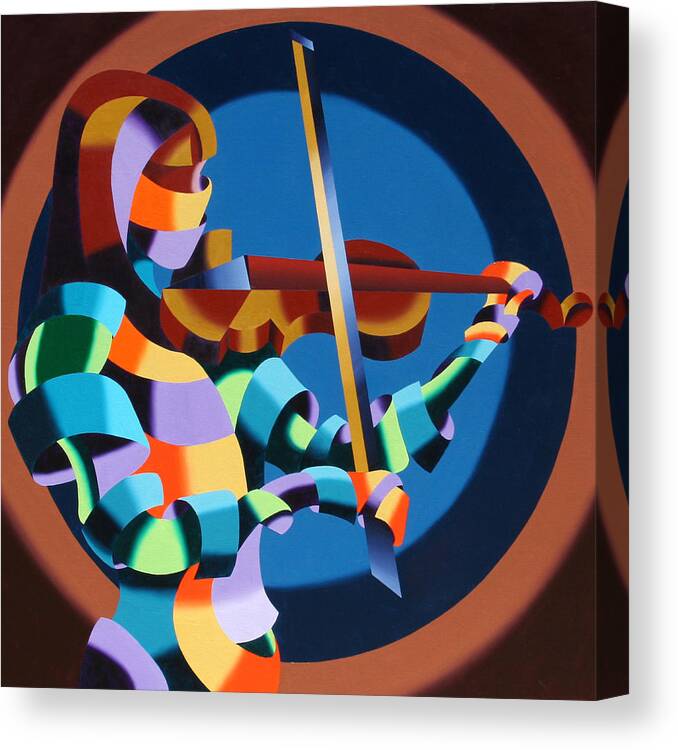 Abstract Figurative Canvas Print featuring the painting The Violinist by Mark Webster