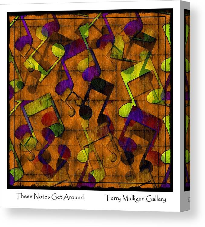 These Canvas Print featuring the digital art These Notes Get Around ... Brown by Terry Mulligan