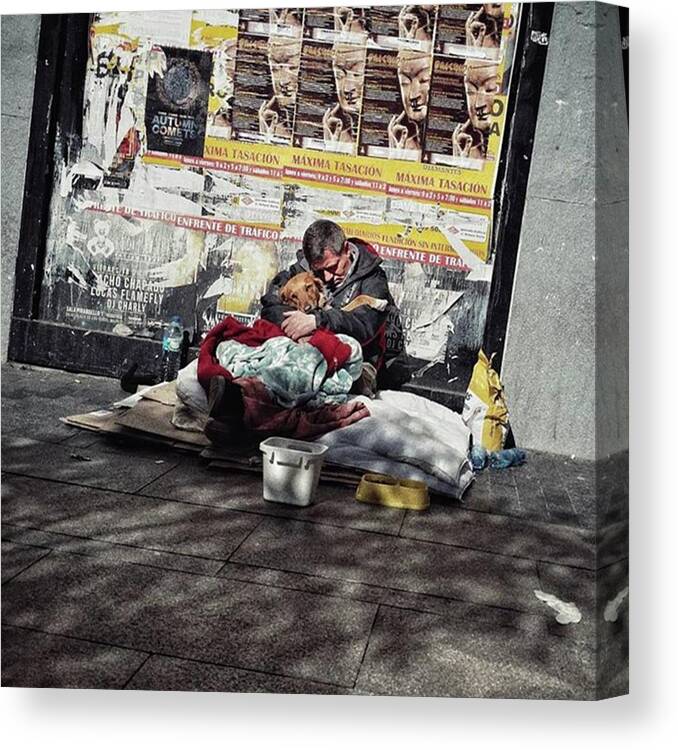 City Canvas Print featuring the photograph This Is Love Too
#dog #animal #pet by Rafa Rivas