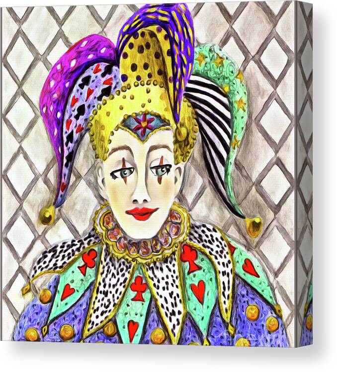 Lise Winne Canvas Print featuring the painting Thoughtful Jester by Lise Winne