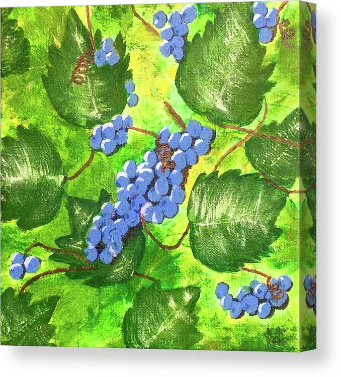 Grapes Canvas Print featuring the painting Through the Vines by Cynthia Morgan