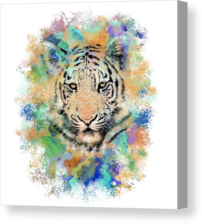 Tiger Canvas Print featuring the digital art Tiger 3 by Lucie Dumas